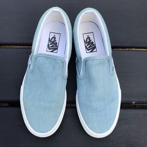 VANS Classic Slip-On Shoes, Light Blue Denim